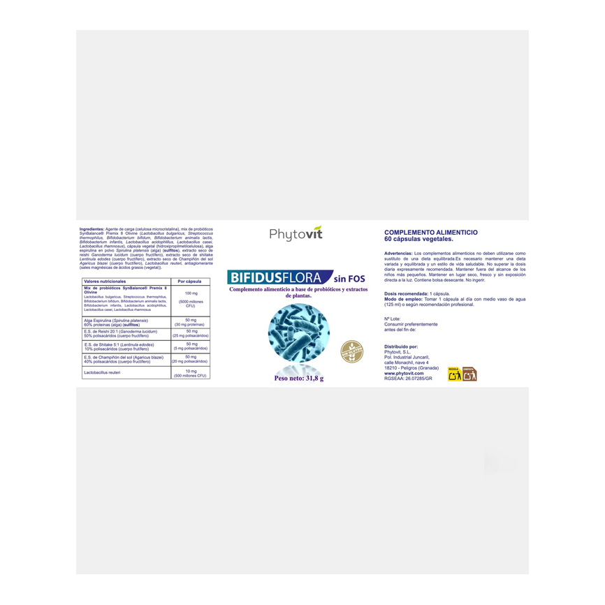 BIFIDUSFLORA sin FOS 60vcaps. PHYTOVIT