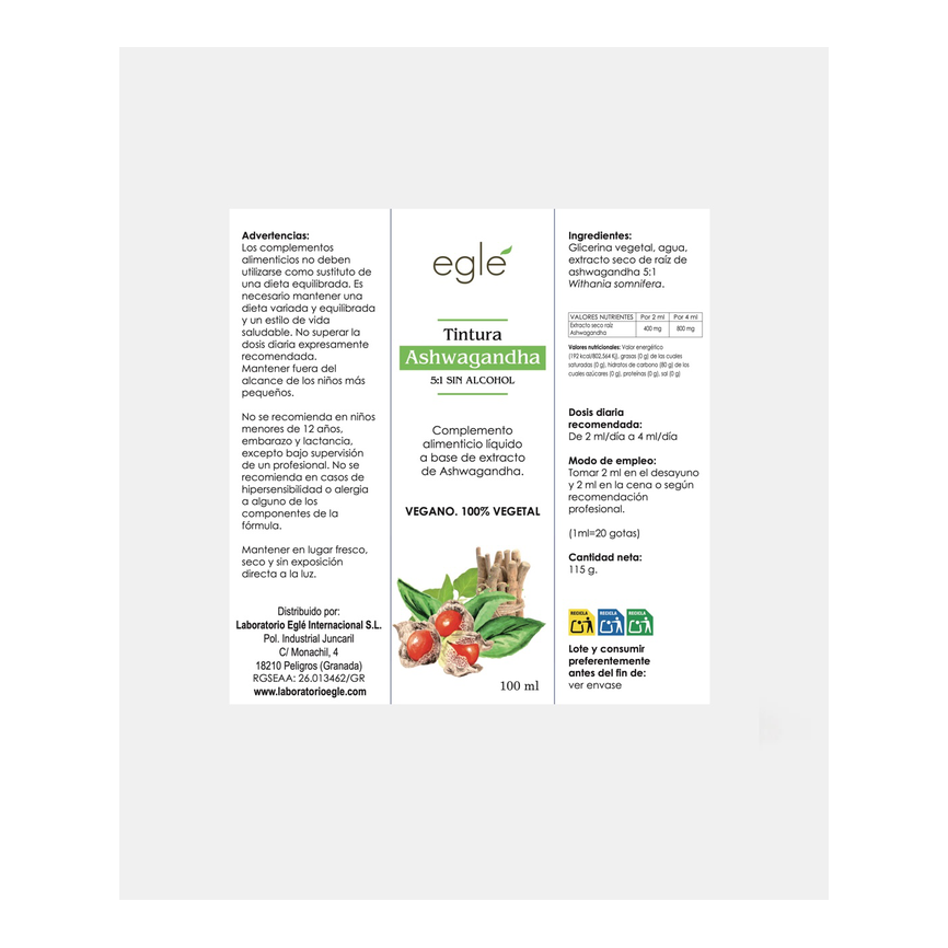 ASHWAGANDHA TINTURA 100ml. EGLE