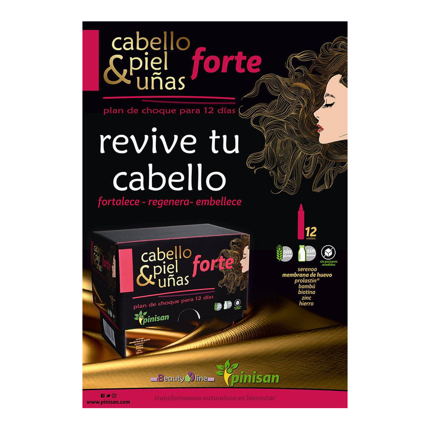 CABELLO PIEL UÑAS FORTE 12 viales PINISAN