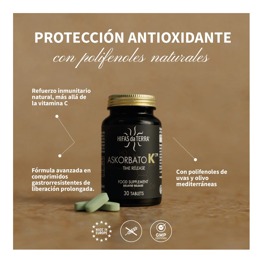 ASKORBATO-K Vitamina C 30 tabletas. HIFAS DA TERRA