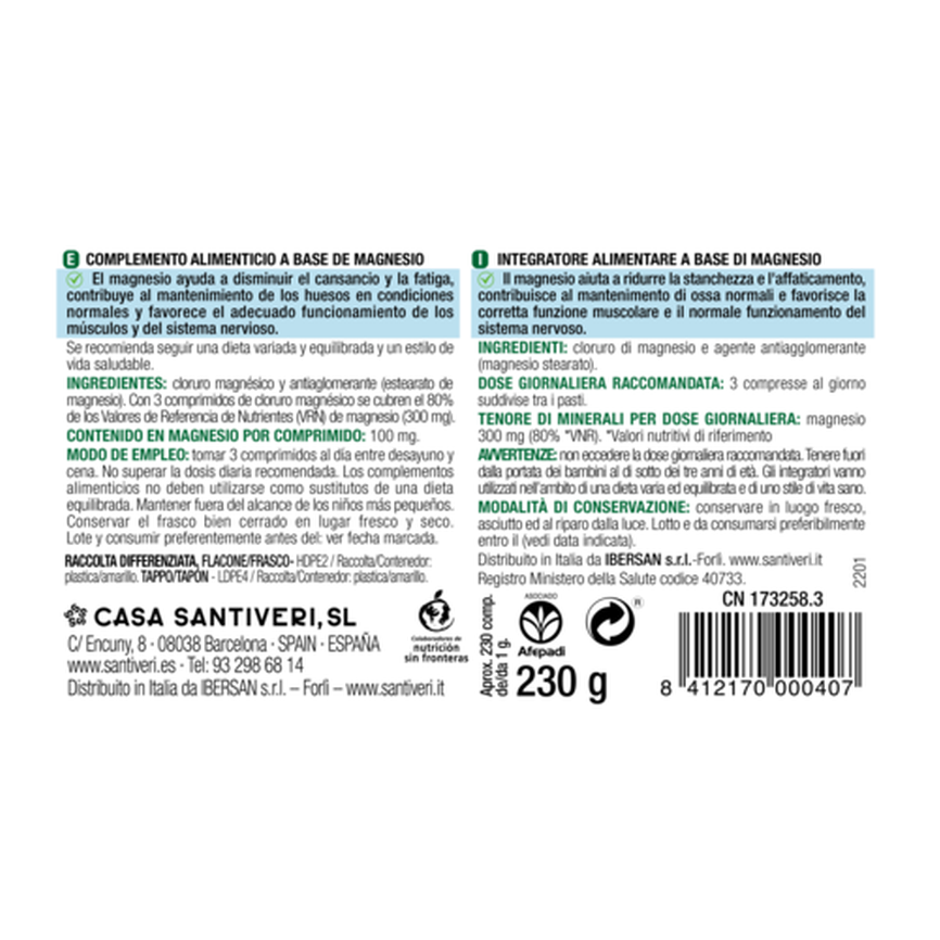 CLORURO MAGNESIO 230comp. SANTIVERI