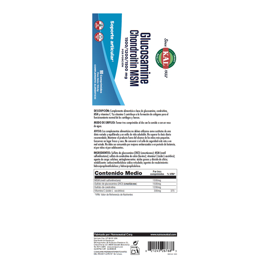 GLUCOSAMINA/CHONDROITINA/MSM 90caps. kal-SOLARAY