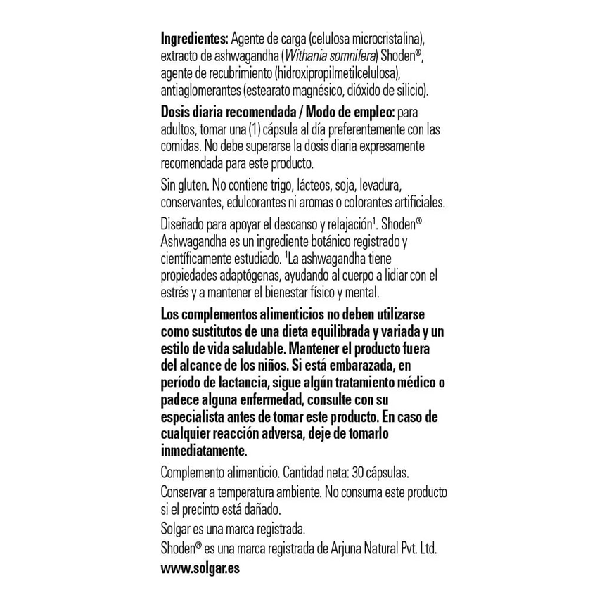 ASHWAGANDHA SHODEN 30caps. SOLGAR