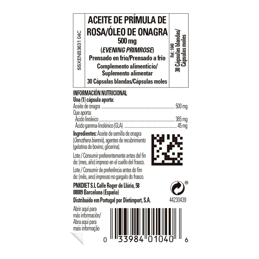ACEITE PRIMULA ROSA - ONAGRA 500mg. 30perlas. SOLGAR
