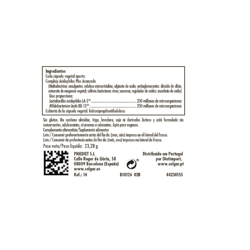 ACIDOPHILUS PLUS AVANZADO 60caps. SOLGAR