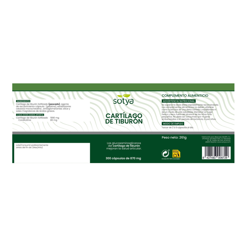 CARTILAGO TIBURON 870mg 300compr. SOTYA
