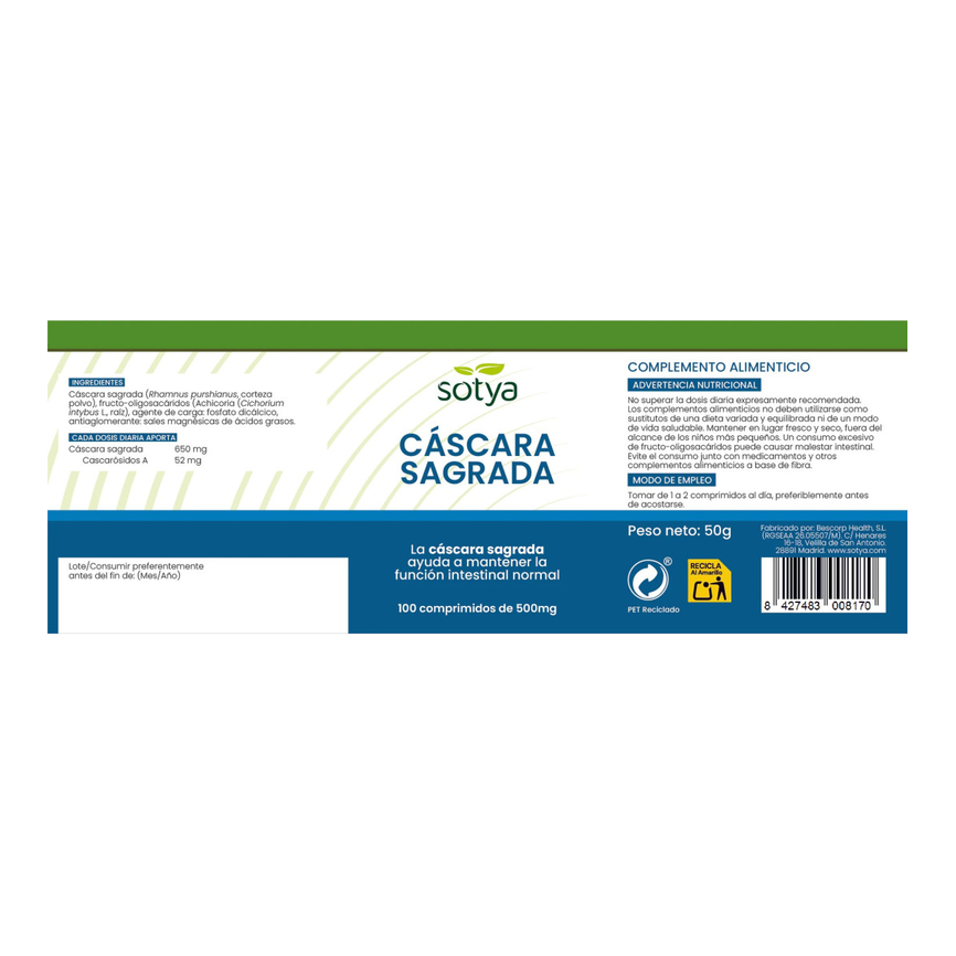 CASCARA SAGRADA 100compr. SOTYA