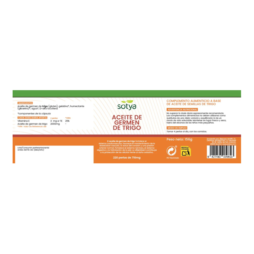 ACEITE DE GERMEN DE TRIGO 220perlas 700mg. SOTYA