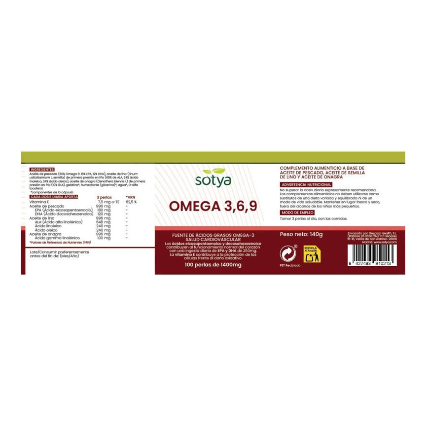 OMEGA 3-6-9 100perlas 1400mg. SOTYA