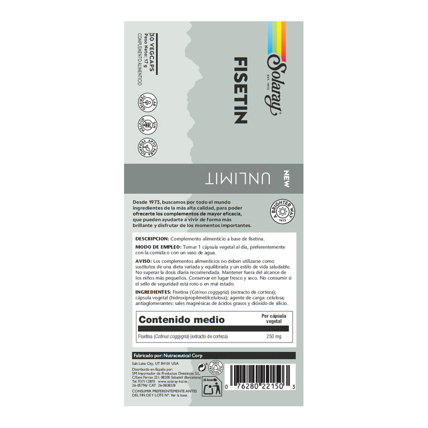 FISETIN 30vcaps 250mg. SOLARAY