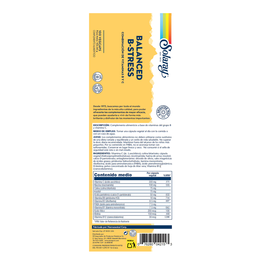 BALLANCED B STRESS 100cap. SOLARAY