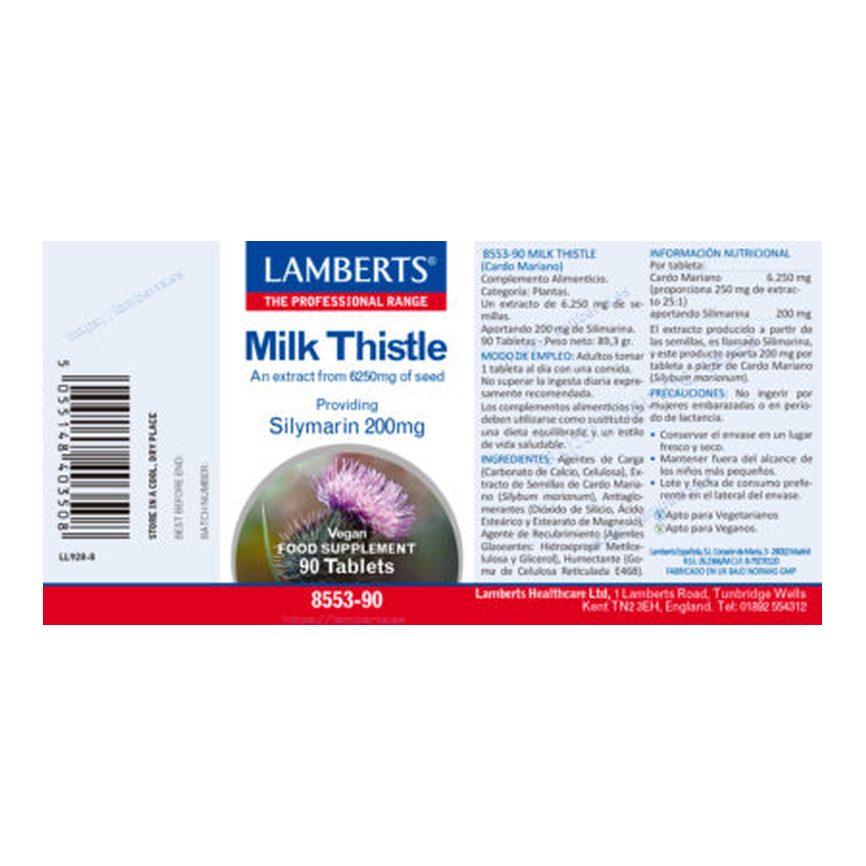 CARDO MARIANO (ext. silimarina 200mg) 90caps. LAMBERTS