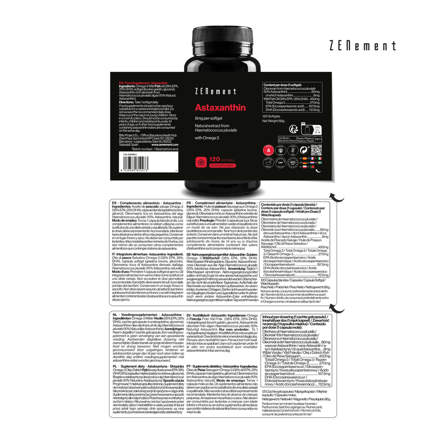 ASTAXANTINA CON OMEGA 3 120perlas. ZENEMENT