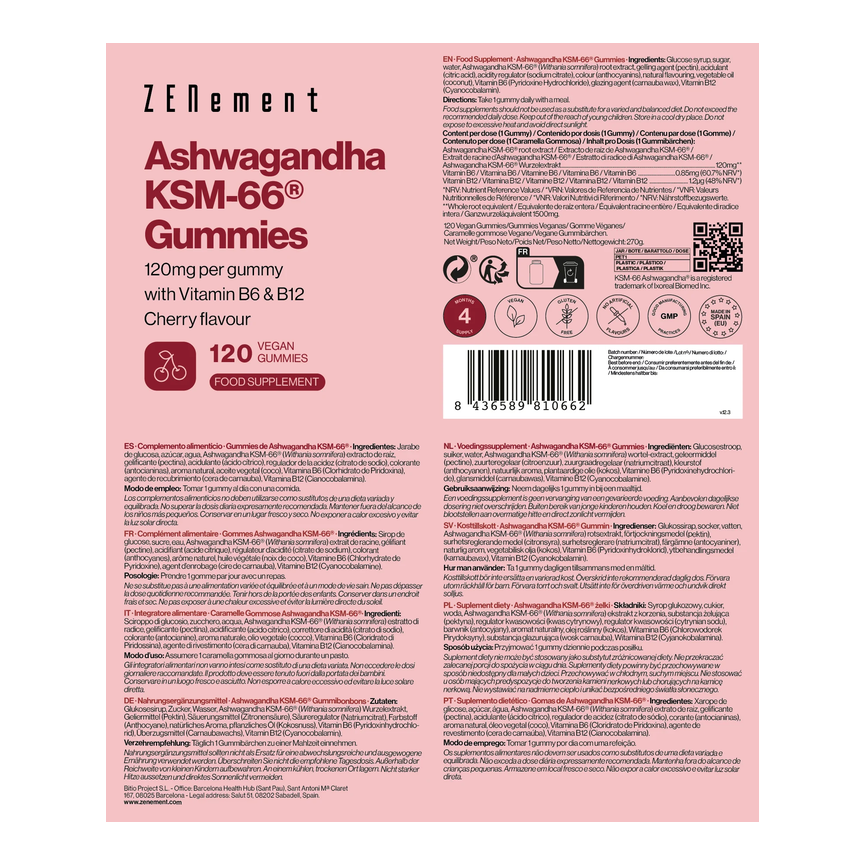 ASHWAGANDHA EN GUMMIES 120 Gummies Veganas. ZENEMENT