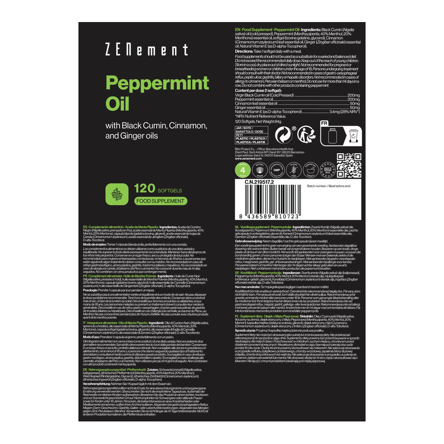ACEITE DE MENTA PIPERITA 120 cápsulas blandas. ZENEMENT