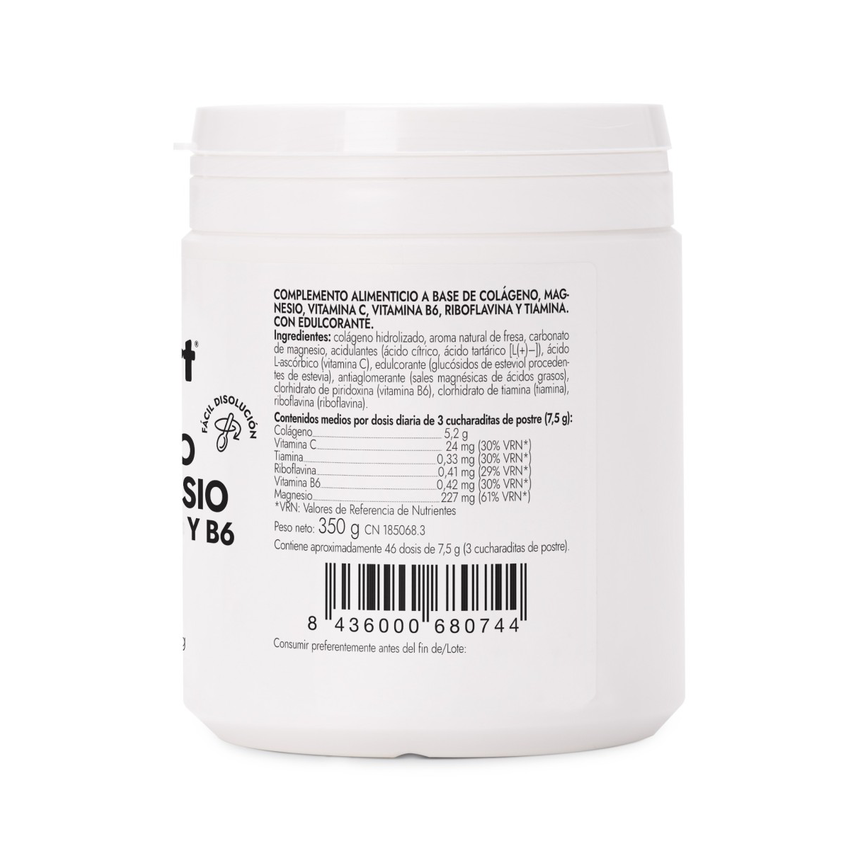 COLAGENO CON MAGNESIO + VIT.C + VIT.B1.B2.B6 Sabor fresa (350 gr) Polvo. AMLSPORT