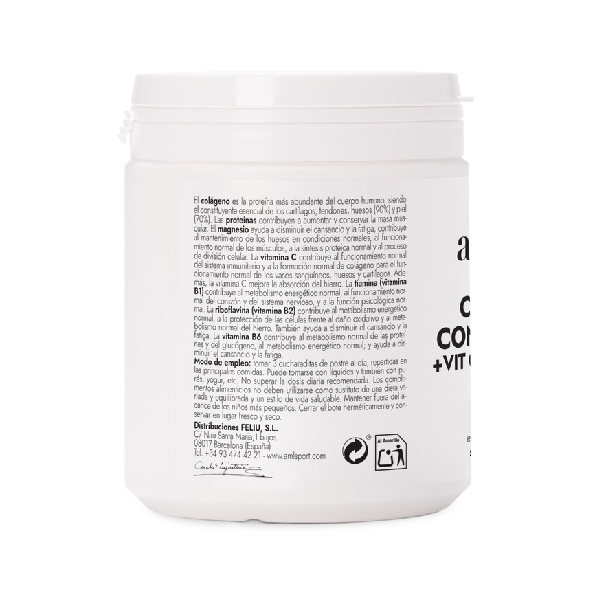 COLAGENO CON MAGNESIO + VIT.C + VIT.B1.B2.B6 Sabor fresa (350 gr) Polvo. AMLSPORT