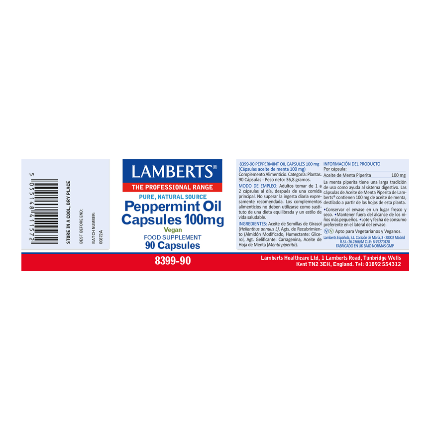 ACEITE DE MENTA PURO y NATURAL 100 mg. 90caps. LAMBERTS