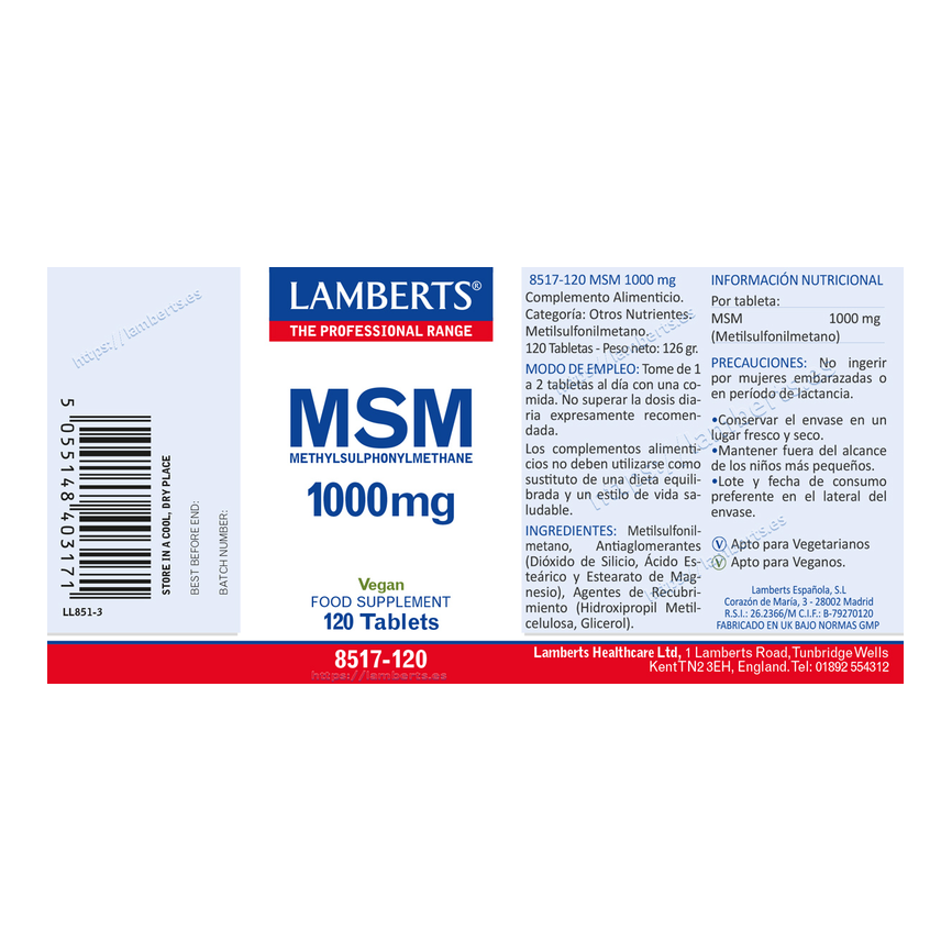 MSM 1000mg. 120tabl. LAMBERTS