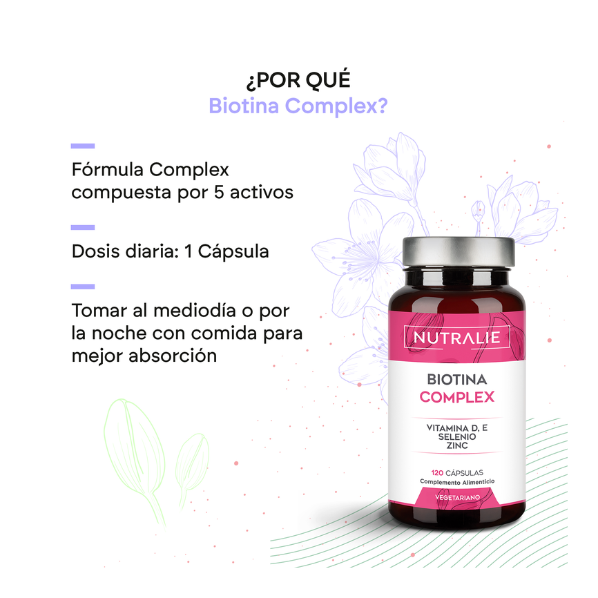 BIOTINA COMPLEX 10.000mcg+VITAMINAS E+D 120caps. NUTRALIE