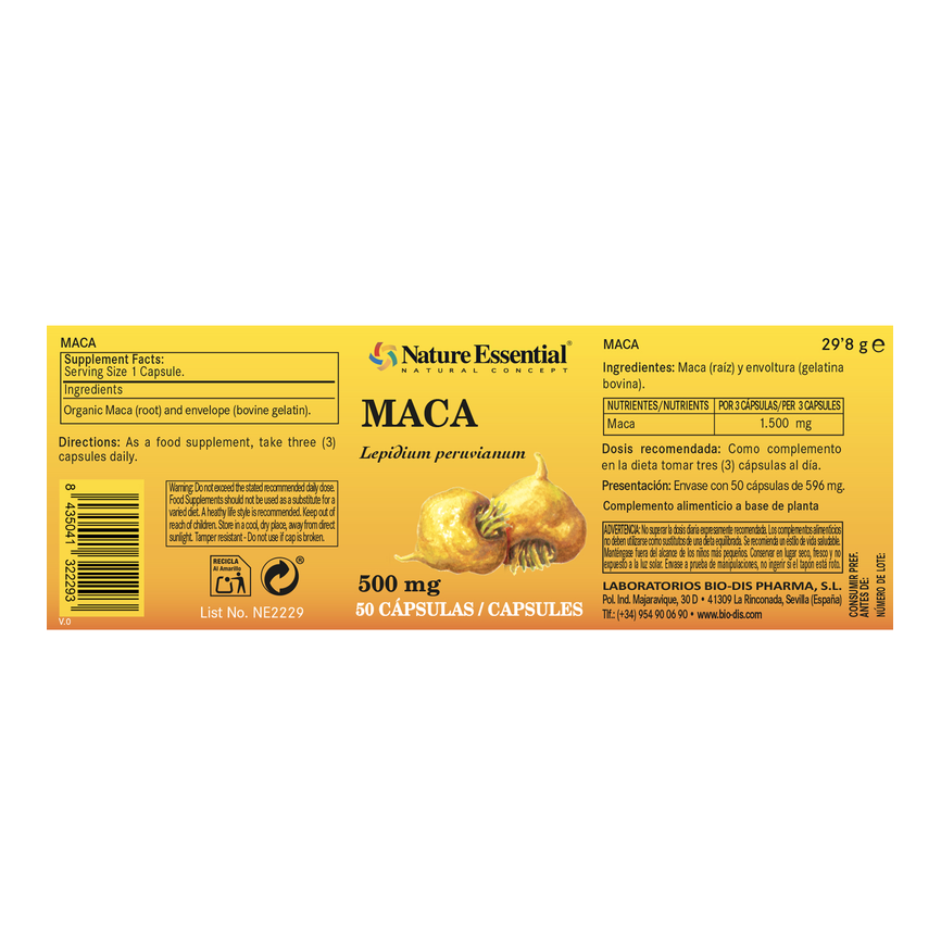 MACA 500mg. 50caps. NATURE ESSENTIAL