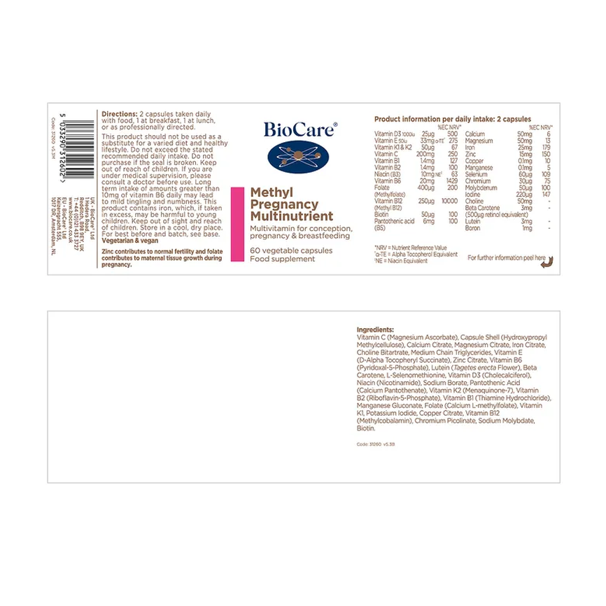 METHYL PREGNANCY MULTINUTRIENTE 60caps. BIOCARE