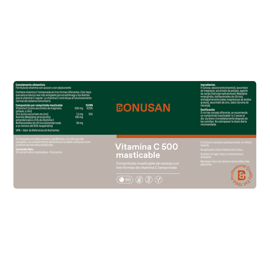 VITAMINA C 500 60compr. masticables. BONUSAN